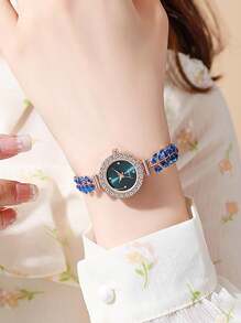 1/6pcs Simple & Casual Fashionable Women's Watch,Round Dial Pointer Quartz Watch A Gift For A Lady As A Gift For Students Returning To School