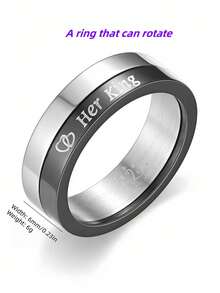 1 Rotating Her King His Queen Couple Heart To Heart Promise Wedding Ring Relieves Anxiety Rotating Ring - Multicolor - View 3