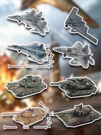 Juego de maquetas de modelo a escala de plástico que incluye avión, tanque, avión de combate SU-57, tanque M1A2, tanque T-14 Leopard, juguete, regalo de vuelta al colegio para niños, regalo de cumpleaños, set de bloques de construcción