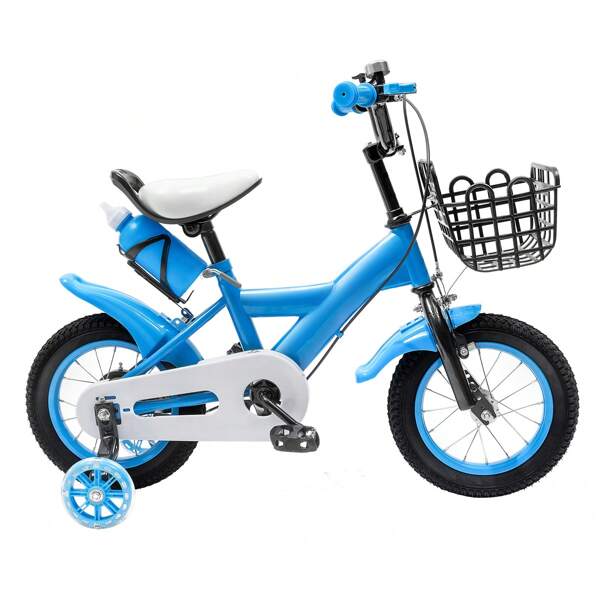 Bici per bambini 12 pollici, 12 pollici, bici per bambini per bambine e bambini, da 3 a 6 anni, bici regolabili con rotelle di allenamento, cuscino in schiuma