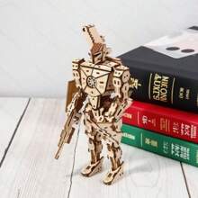 1pc Highly Difficult 3D Wooden Robot Puzzle Model Kit, Craft Assembly Set, Birthday, Family, Friend, Thanksgiving, Christmas Gift, Adult Fun, 210 Pieces, 3-Star Difficulty Level, Use With Glue For Best Results, Home Decor