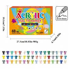Set da 96 colori di pennarelli e penne acriliche a doppia punta - Materiali professionali per l'arte, adatti per dipingere su rocce, legno, tela, plastica, metallo e pietra | Pennarelli a punta per progetti fai-da-te, superfici multiple, creatività, forniture scolastiche, rientro a scuola