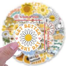 50 件花卉贴纸乙烯基美学贴纸剪贴簿、日记、保险杠、滑板、水瓶、卡通、安全帽、汽车贴纸和贴花 - 彩色 - 查看 2