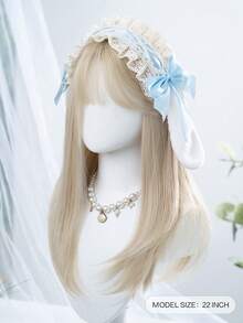 alicegarden 1 片合成耐热直发，金色刘海式假发，22 英寸长全编织日常自然逼真假发。