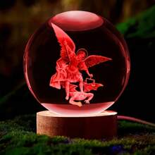 2pcs (Engraved Crystal Ball And Wooden LED Colorful Light Base) 3D Crystal Ball Night Light, Home Decor Night Light, Perfect Gift