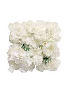 MEHELANY 1片人造花墙板，白色仿真花墙，尺寸约30*30厘米/11.82*11.82英寸，丝绸玫瑰和绣球花，3D逼真花卉背景，适用于家居装饰、婚礼背景、户外花园、室内墙面、阳台、生日、节日、圣诞节、新年、派对拍照道具等场合。 - 白色 - 查看 4