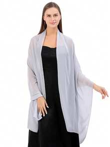 1 xale de chiffon de cor sólida de 190 x 45 cm, cachecol macio para mulheres, vestido formal, noiva - Multicolorido - Ver 13