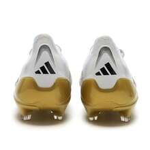 Adidas Tacos de fútbol PREDATOR ELITE FG, zapatos con tacos FG para hombres y mujeres, zapatillas para partidos y entrenamientos JI1086 - Blanco/Negro/Dorado - Ver 3