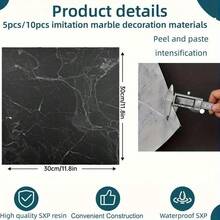 15pcs/30pcs Marble Matte Self-Adhesive Vinyl Flooring & Wall Stickers, Thick, Wear-Resistant, Easy Installation DIY Home Decor For Living Room, Kitchen, Bedroom, Office, Bathroom - Multicolor - View 3