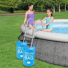 Paquete de 4 pesos universales para escaleras de piscina de PVC 250D resistentes al agua, bolsas de arena plegables para escaleras de piscina sobre el suelo, 10L, sin ruptura, para los escalones de la piscina (Azul Cielo) - Azul - Ver 7