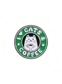 1/4 peças Broche de Liga Metálica Decorativo e Versátil de Café, Gato e Sorvete em Estilo Cartoon