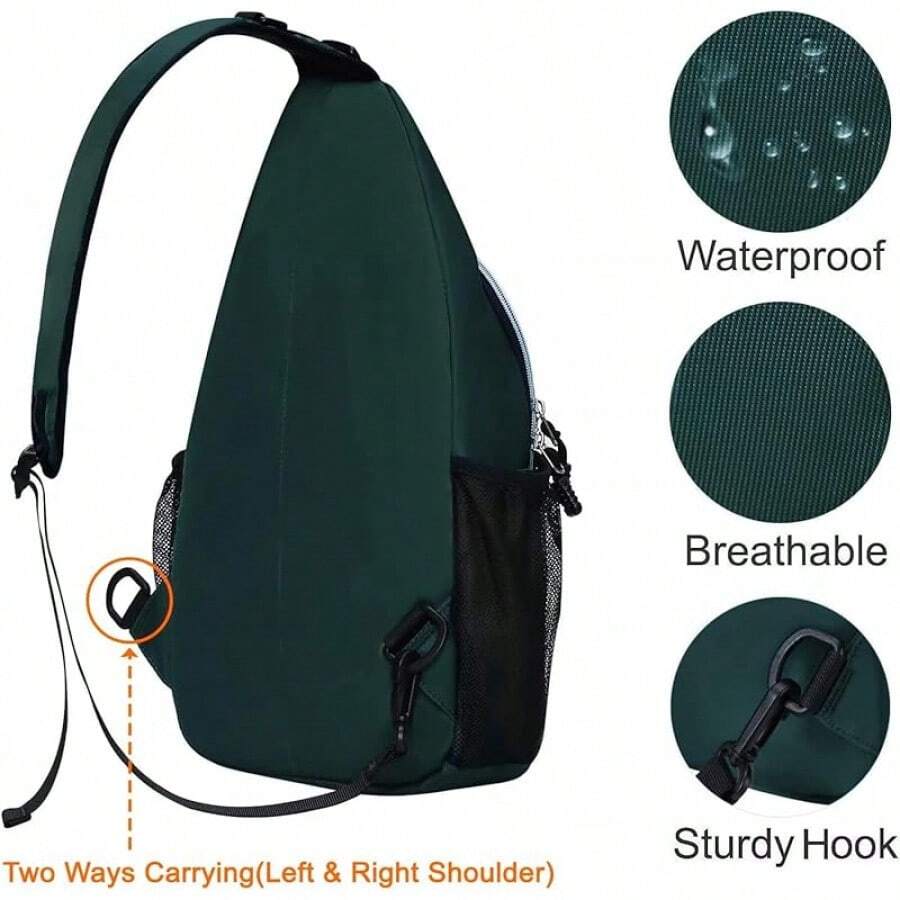 MOSISO Sling Mochila, Multiusos Crossbody Bolso Bandolera Mochila de Senderismo de Viaje - Verde Pavo Real - Ver 1