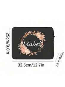 1 Piece 13 Inch Diy Printed Laptop Bag, Gold Rose Wreath, Simple Briefcase, Laptop Protection Bag, Laptop Commuter Briefcase, Document Storage Bag, Commuter Bag, Computer Storage Bag With Zipper, Suitable For Daily Commuting, Business Trips, Travel, Back To School, Also The Best Choice For Birthday Gifts And Holiday Gifts