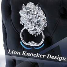 Chairus Modern Bar Stools Set Of 2 Breakfast Stools With Lion Knocker, Velvet Counter Stools With Metal Base For Kitchen Island - Black - View 3