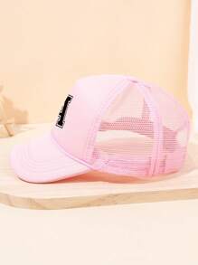 1Pc Children's 26 Letter Printed Baseball Cap, Cute Pink Sunshade Baseball Cap, Mesh Breathable Trucker Cap