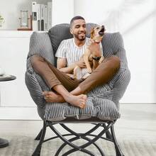 Lazy Chair With Ottoman, Modern Lounge Accent Chair With Armrests And A Side Pocket, Leisure Upholstered Sofa Chair Reading Chair With Footrest For Small Space, Corner Chair(Gray) - Màu Xám nhạt - Xem 2