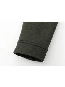 女士柔软外套，新款秋冬女士拉链短款外套，长袖口袋飞行员夹克 - 軍綠色 - 查看 3