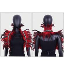 Festliches Federschal-Top, Schal-Cape, Accessoires zum Anziehen Federn-Körpergeschirr für Frauen Tops Cape Schal Schulterschal Punk Gothic Rave Dance Festival Kragen mit Manschetten Schulter Abzeichen Anziehsachen Künstliche Federn