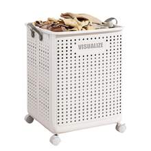 Cesto Canasta Para Ropa Extra Grande Con Llantas Moderna Organizador Lavandería Ruedas Plástico Resistente Almacenaje Hogar Porto Ropa Sucia Fácil Traslado - Blanco - Ver 1