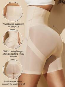 1pc Women Waist Slimmer Criss-Cross High Waist Control Body Shaper Shorts - Apricot - View 3