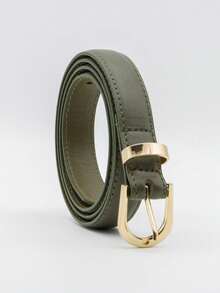 Youth Fashion Women's Waist Belt D Letter Minimalist Versatile PU Leather Belt - Dark Green - View 4