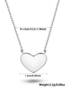 1 Stück 925 Sterling Silber Halskette mit hypoallergener Herz-Form - Weißes Emaille Herz Design, süß & niedlich - perfekt für täglichen Mädchen Frühling/Sommer Stil - ideales Geburtstags-/Feiertags-Geschenk für Töchter/Enkelinnen
