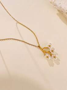 Eleganter pflanzenförmiger Resin Blumenanhänger Damenkette, vielseitiger Stil modische Halskette für Pendlerinnen, Party- und Festivalgeschenk, geeignet zum Tragen und Kombinieren zu verschiedenen Anlässen