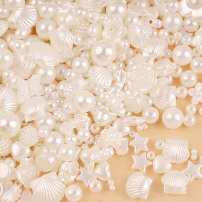 Assorted Size ABS Perforated Pearlescent Heart/Butterfly Beads For DIY Cream Gel Phone Cases & Jewelry Accessories
