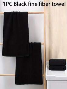 1 件黑色超细纤维厚毛巾 - 轻质吸水涤纶混纺，现代矩形手巾，适用于浴室、水疗中心、酒店、沙龙、简约设计、光滑质地、学校、返校、旅行、旅行必需品、家居必需品、毛巾、皮肤护理 - 彩色 - 查看 1