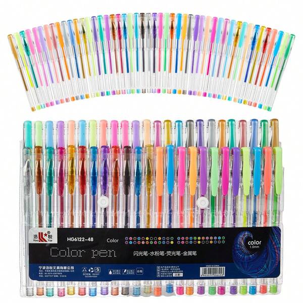 24pcs/12pcs Multi-Color Glitter Colored Gel Pens, Students Drawing & Note-Taking, Fluorescent Highlighter Pens, Back To School Gift