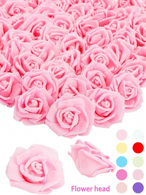 100 pièces de têtes de fleurs de roses en mousse PE de 7,5 cm, têtes de fleurs de roses en mousse artificielles, conviennent pour le DIY, les couronnes, les cartes de vœux, la décoration de gâteaux, pour les bouquets pour la Saint-Valentin, les mariages, les fêtes, la décoration de la maison, la mise en scène de mariage, les cadeaux