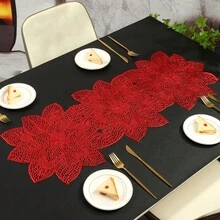 1 件/50 件紫色相思花烫金 PVC 桌旗，花形装饰，耐热餐桌垫，适用于酒店、餐厅、派对 - 彩色 - 查看 10