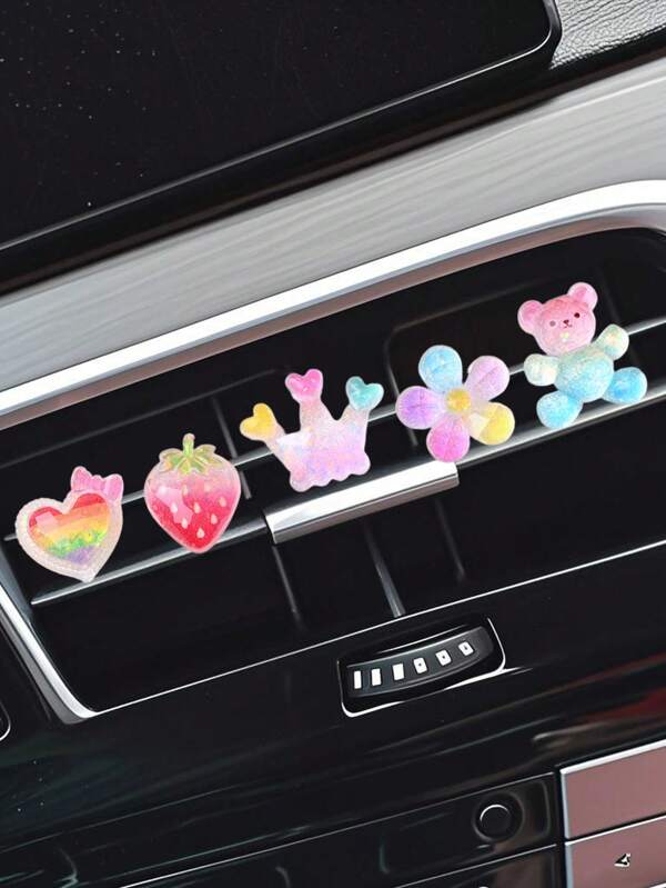 Car Air Vent Clip,Sunflower,Sunflower,Love,Little Bear,Strawberry Car Air-Conditioning Outlet Clip Charm, Attractive Auto Interior Decoration Accessory,Air Freshener Decor Gift For SUV,Truck,Bus,For Girl