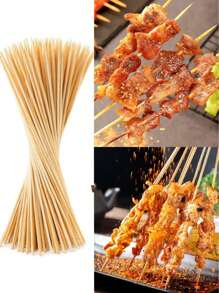 200pcs Disposable Bamboo Skewers, Suitable For Barbecue, Fruit, Sausages, Mutton, Shashlik, Cotton Candy, Commercial Catering Use