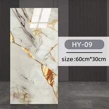 20-Pack Self-Adhesive Marble Wall Stickers - Bohemian Textured Vinyl Peel & Stick Tiles With 3 Marble Designs (Black/Golden, Grey/White, /Golden) For Bathroom, Kitchen, Living Room, Office Decor - High Quality & Easy To Clean, Bathroom Accessories - Multicolor - View 17