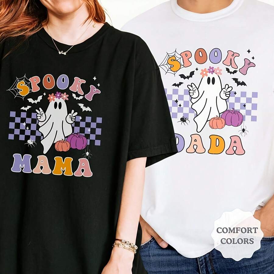Halloween First Birthday Party Shirt, Cute 1st Birthday Ghost , Spooky One Shirt, Spooky Mama D Matching Halloween220G Pure Cotton T-Shirt - Casual Style, Perfect For Fall And Winter, A Thoughtful Day Gift For Family And  Tops For Wo Vintage Clothes Wo Clothes Wo Vintage Wo Tops Mujer Cute Tops Wo Cotton Wo Clog Halloween Camisas Summer Clothes Wo Casual Punk Western Tops Wo Fourth Of July Outfit Kpop Cowboy Outfits For Wo Ry Ropa 100% Cotton Y2k Ing Cute Gothic Wo Clothes Black And White Top Vintage Tops Cloth For Wo White Goth Inawly Retro Clothes For Wo Korean Fashion Wo Camisas Para Mujer - Miss - View 1