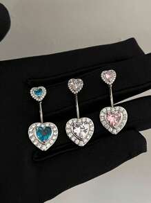 1 Stück minimalistischer Strass-Herz-Bauchnabel-Piercing-Ring, modischer sexy Körperschmuck Bauchnabel-Schmuck
