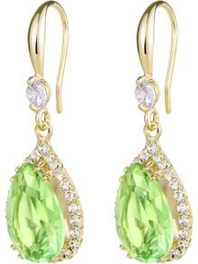 Pendientes colgantes Linawe con diamantes para mujer, pendientes colgantes con diamantes de imitación, circonitas cúbicas de cristal en forma de lágrima, joyas de boda, oro rosa/plata de 14 quilates - Oro, agosto - Ver 5