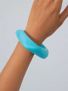 1 pieza Brazalete geométrico exagerado retro, semitraslúcido, de resina de colores para mujeres
