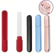 Glass Nail File With Fixed Handle, Portable Plastic Case, For Nail Salon And Beauty Care,Nail Supplies,Nail Tools,Nail Art Tools,Back To School,Nails,Nail Tools For Press On Nails,Manicure Pedicure Tools
