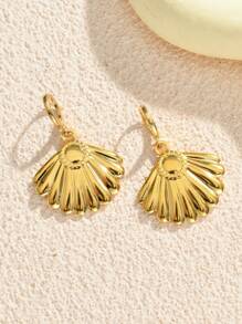 1 paire / 5 paires de boucles d'oreilles vintage en forme d'étoile de mer et de coquillage, plaquées or en acier inoxydable. Conviennent pour un port quotidien, une fête de plage, des vacances, un usage quotidien. Excellent cadeau pour les amis