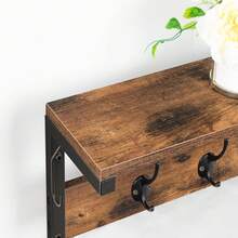 HOOBRO Coat Rack Shelf Wall-Mounted, Coat Hook With 7 Hooks And Shelf, 70 Cm Hallway Coat Rack, Wall Floating Shelf With Hat Rack, For Bathroom, Kitchen, Laundry Room, Rustic Brown - Brown - View 7