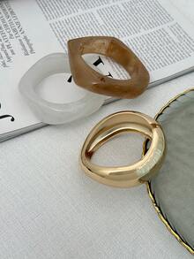 1 件/3 件/套波西米亚复古时尚不对称宽树脂袖口手链，奢华日常和派对珠宝礼物，适合女性（手链颜色和材质以实际商品为准）