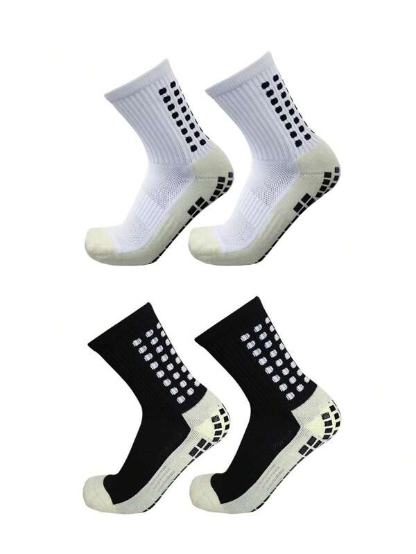 4 Pairs Of Men's Anti-Slip Football Socks Featuring Grip Pads Designed For Football And Basketball, Also Known As Adhesive Dot Socks For Sports.