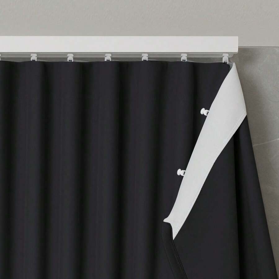 Luxury Blackout Curtain 4 And 5m X 2.80m For Swiss Track Max – Blackout Cuts Off Light For Living Room And Bedroom - Black - View 1