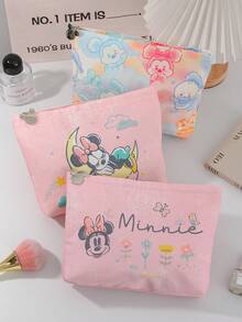 Disney 1Pc Land  Makeup Pouch, Makeup Pouch Skincare Bag Toiletry Bag Packing Cubes,Travel Essentials Cruise Essentials Dorm Essentials Girl Cosmetic Bag Fordable & Light Weight, With Secure Zipper Closure, Suitable For Travel And Giftsvacation Summer Holiday Back To School School Stuff Bag For School Travel Bag For Women Makeup Bag For Travel - Multicolor - View 3