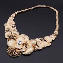 Middle East 1 Set Of 5 Retro Hollow Golden Zinc Alloy Jewelry Set Necklace Earrings Ring Bracelet For Ball And Daily Wear