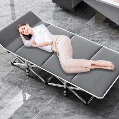 Extra Sturdy 661lbs Folding Cot Bed, Curved Design No Need Pillow, Steel Frame Camping Bed With Enhanced Mattress, Portable For Home Garden Beach Office Camping