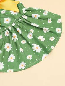 1pc Pet Chiffon Dress, Fashionable Printed Dog Skirt, Suitable For Small To Medium Dogs, Puppy Clothing - Green - View 6