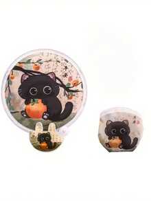 1pc/4pcs Dual-Purpose Foldable Fan & Reflector Board - Cute Cat Design With Bamboo & Floral Pattern, Portable Summer Cooling Fan With Storage Bag, Fashionable Gift For Women, Interesting & Multifunctional Design For Outdoor Activities, Vacation, Travel, Outfit Accessories, And Gifting,Festival,Camping - Multicolor - View 17